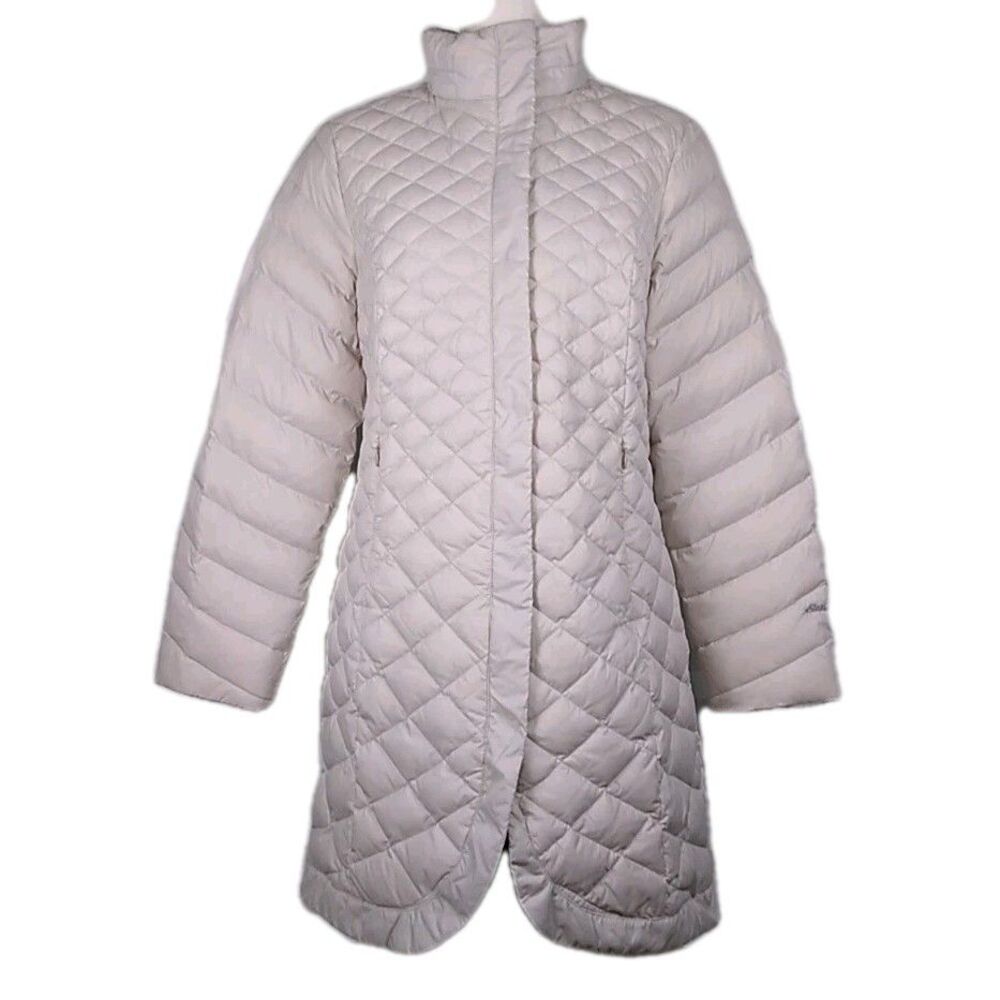 Eddie Bauer Women's Quilted Puffer Coat - Cream size Large petite